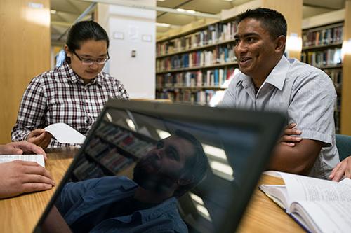 Students studying in the library